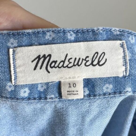 Madewell Shirred Wrap Mini Skirt in Indigo Ditsy Daisy Size US 10 - Picture 4 of 6